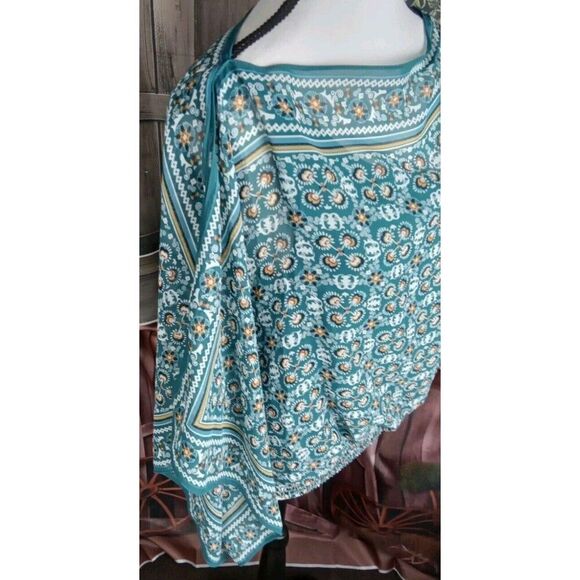 Maxi Studio Blouse Size S Flare Sleeves Lined Elastic Hem Paisley NEW - Picture 2 of 12